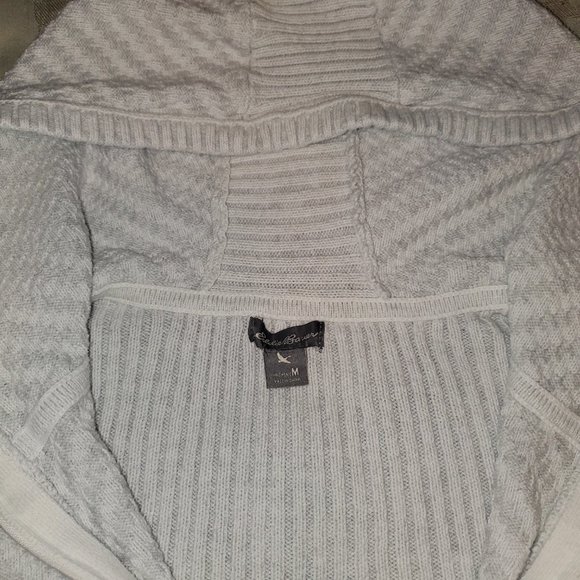 Women's Eddie Bauer White Ribbed Hooded Long Sleeve Sweater (Sz Med) - Picture 7 of 10